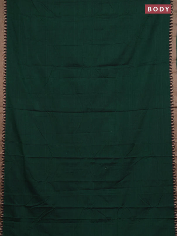 Narayanpet cotton saree green with plain body and thread woven border