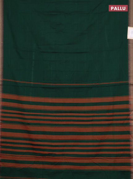 Narayanpet cotton saree green with plain body and thread woven border