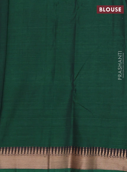Narayanpet cotton saree green with plain body and thread woven border