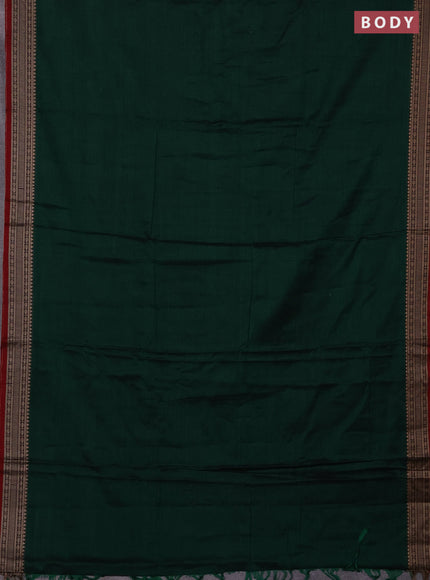 Narayanpet cotton saree green and maroon with plain body and thread woven border