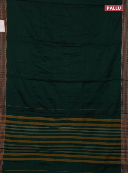 Narayanpet cotton saree green and maroon with plain body and thread woven border