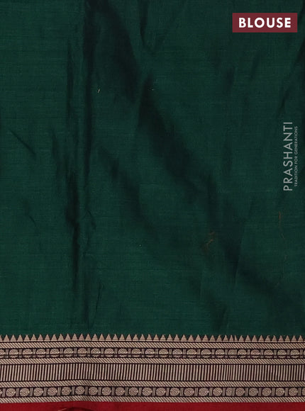 Narayanpet cotton saree green and maroon with plain body and thread woven border