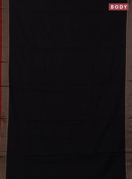 Narayanpet cotton saree black and maroon with plain body and thread woven border