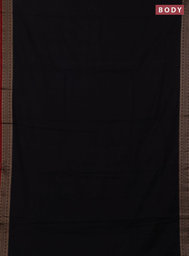 Narayanpet cotton saree black and maroon with plain body and thread woven border