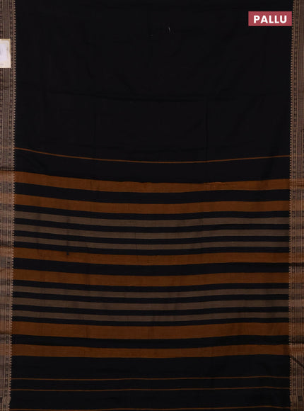 Narayanpet cotton saree black and maroon with plain body and thread woven border