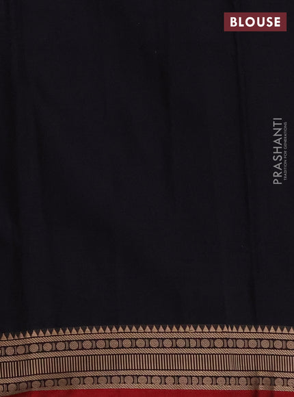 Narayanpet cotton saree black and maroon with plain body and thread woven border