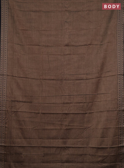 Narayanpet cotton saree chikku shade and black with plain body and thread woven border