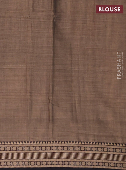Narayanpet cotton saree chikku shade and black with plain body and thread woven border