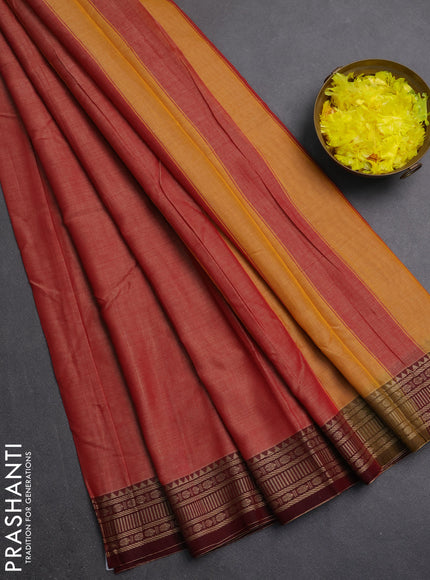 Narayanpet cotton saree red and maroon with plain body and thread woven border
