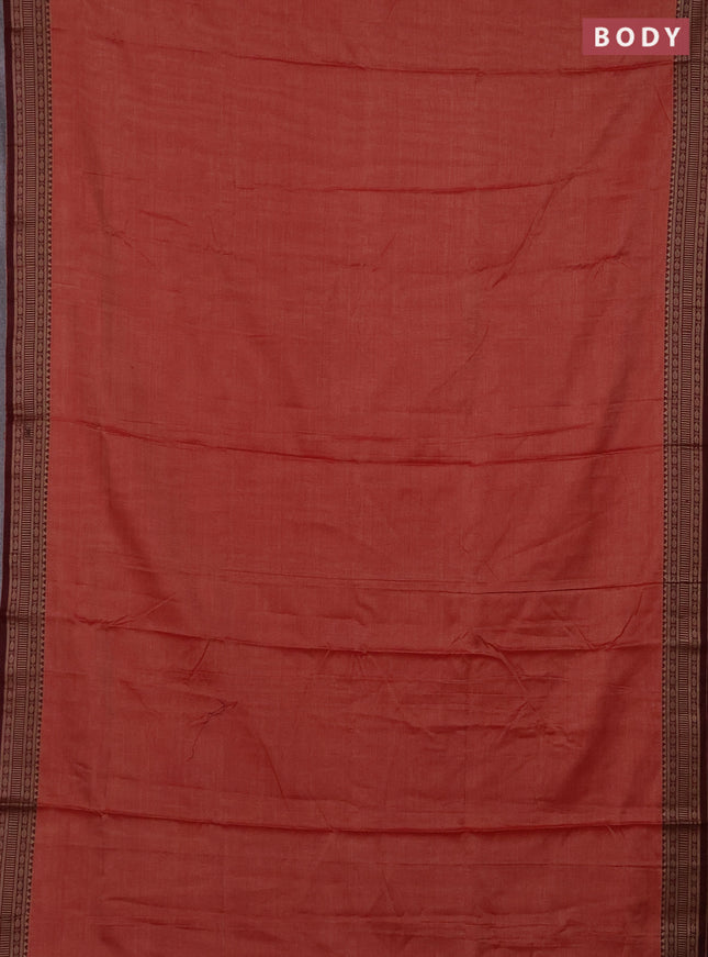 Narayanpet cotton saree red and maroon with plain body and thread woven border