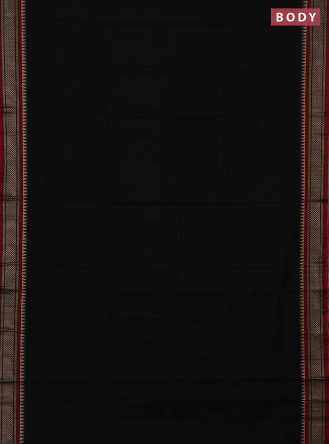 Narayanpet cotton saree black and maroon with plain body and thread woven border