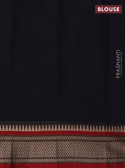 Narayanpet cotton saree black and maroon with plain body and thread woven border