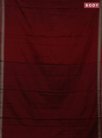 Narayanpet cotton saree maroon with plain body and thread woven border