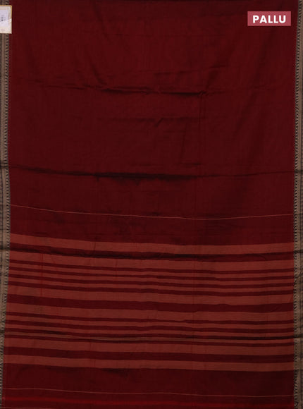 Narayanpet cotton saree maroon with plain body and thread woven border