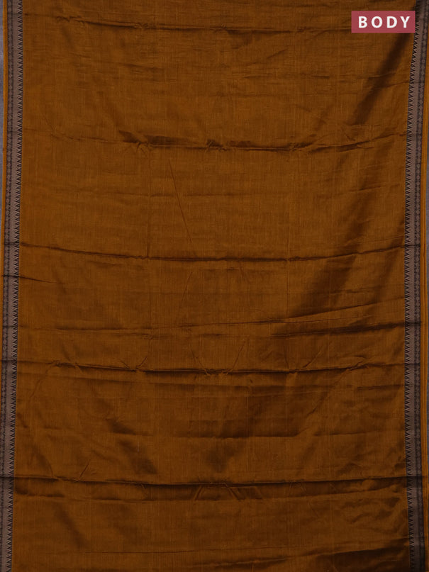 Narayanpet cotton saree mustard yellow with plain body and thread woven border