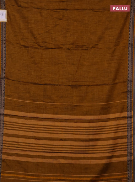 Narayanpet cotton saree mustard yellow with plain body and thread woven border
