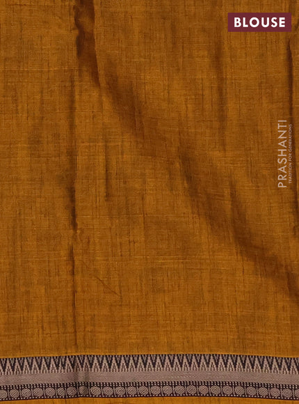 Narayanpet cotton saree mustard yellow with plain body and thread woven border