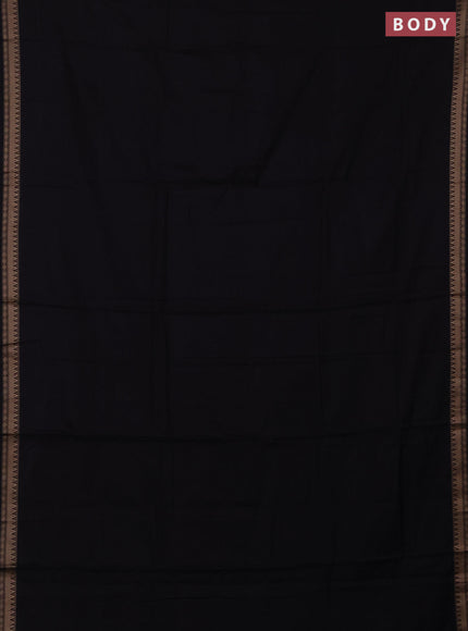 Narayanpet cotton saree black with plain body and thread woven border