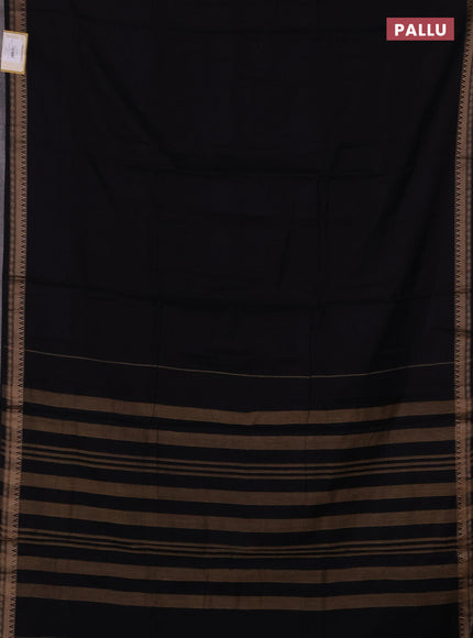 Narayanpet cotton saree black with plain body and thread woven border