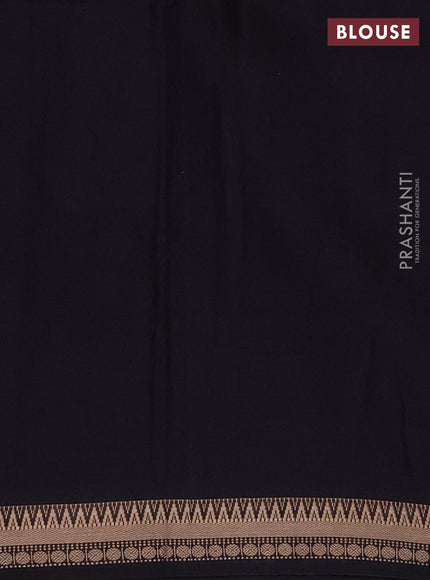 Narayanpet cotton saree black with plain body and thread woven border