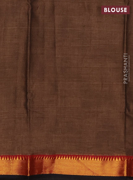 Narayanpet cotton saree brown and black with plain body and thread woven border