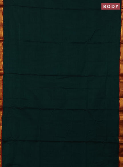 Narayanpet cotton saree green and maroon with plain body and zari woven border