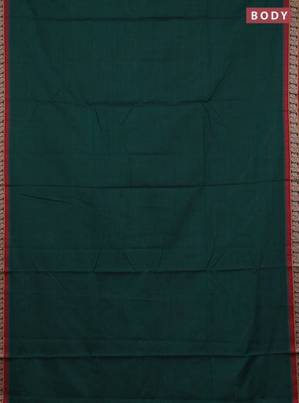 Narayanpet cotton saree bottle green and maroon with plain body and thread woven border