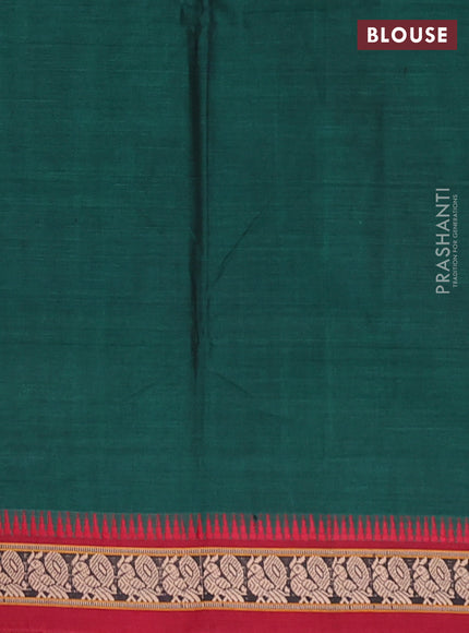 Narayanpet cotton saree bottle green and maroon with plain body and thread woven border