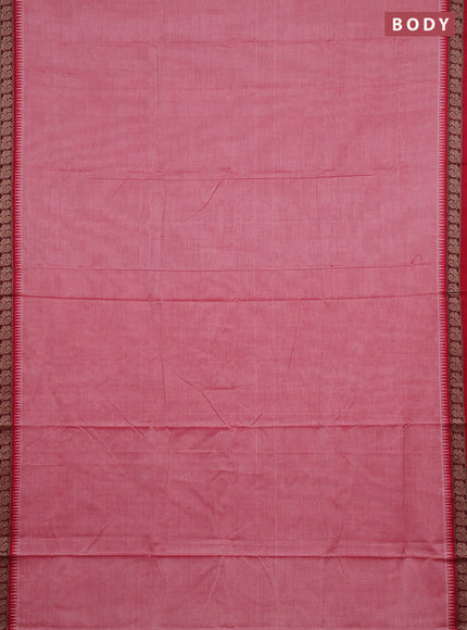Narayanpet cotton saree red and maroon with plain body and thread woven border