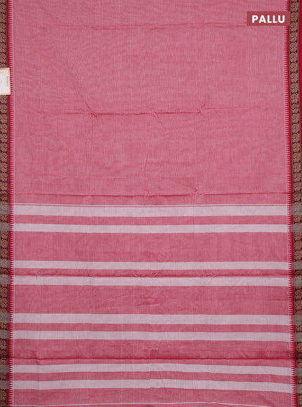 Narayanpet cotton saree red and maroon with plain body and thread woven border
