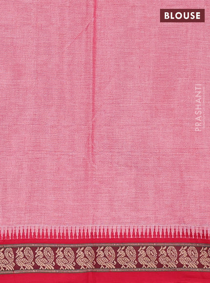 Narayanpet cotton saree red and maroon with plain body and thread woven border