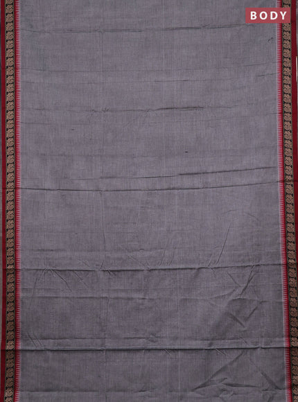 Narayanpet cotton saree grey and maroon with plain body and thread woven border