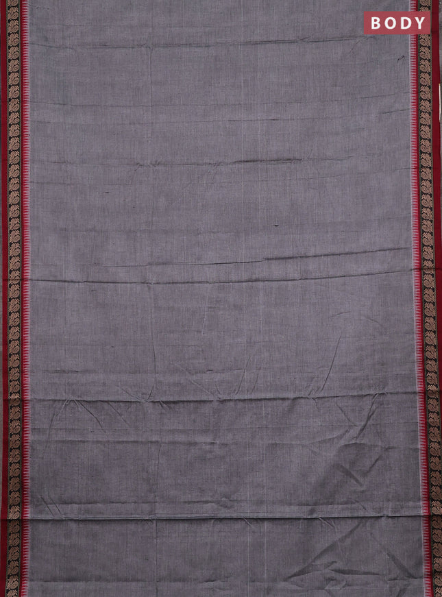 Narayanpet cotton saree grey and maroon with plain body and thread woven border