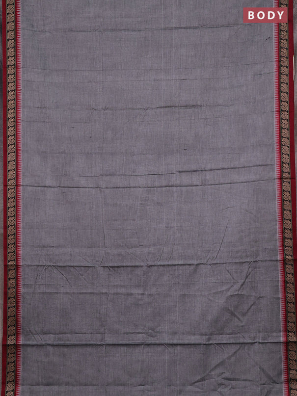 Narayanpet cotton saree grey and maroon with plain body and thread woven border
