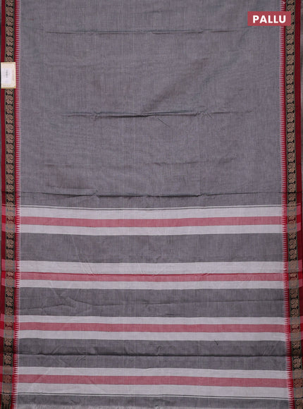 Narayanpet cotton saree grey and maroon with plain body and thread woven border