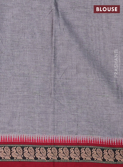 Narayanpet cotton saree grey and maroon with plain body and thread woven border