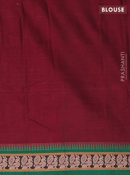 Narayanpet cotton saree maroon and green with plain body and thread woven border