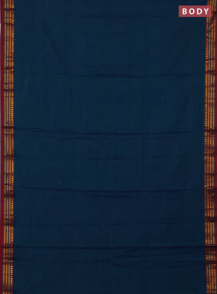 Narayanpet cotton saree greenish blue and magenta pink with plain body and zari woven border