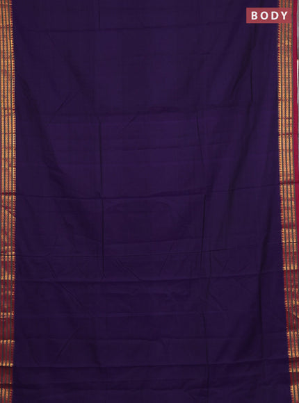 Narayanpet cotton saree violet and magenta pink with plain body and zari woven border