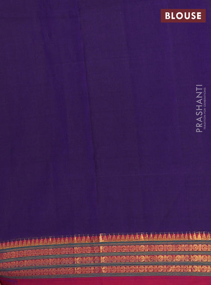 Narayanpet cotton saree violet and magenta pink with plain body and zari woven border
