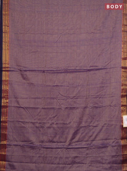 Narayanpet cotton saree violet with plain body and zari woven border
