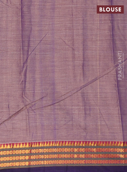 Narayanpet cotton saree violet with plain body and zari woven border