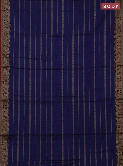 Narayanpet cotton saree blue and maroon with allover thread weaves and thread woven border