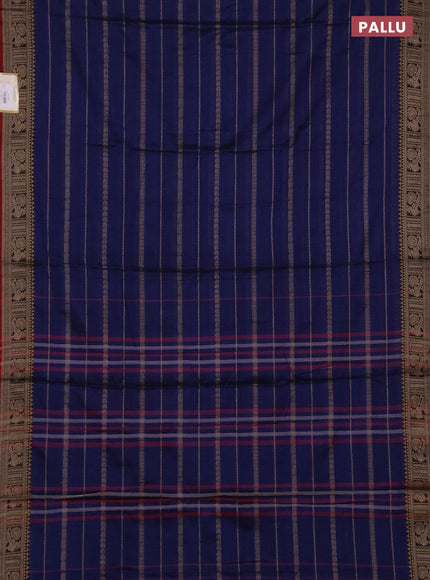 Narayanpet cotton saree blue and maroon with allover thread weaves and thread woven border
