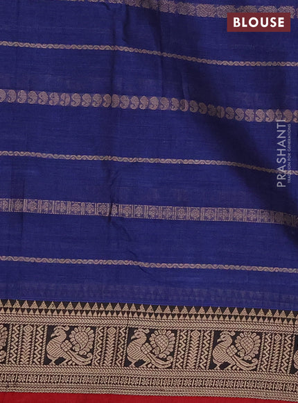 Narayanpet cotton saree blue and maroon with allover thread weaves and thread woven border
