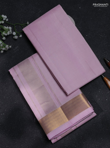 8x4 Pure silk dhoti and matching shirt bit baby pink with zari woven border
