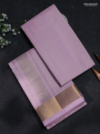 8x4 Pure silk dhoti and matching shirt bit baby pink with zari woven border