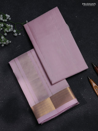 8x4 Pure silk dhoti and matching shirt bit light pink with zari woven border