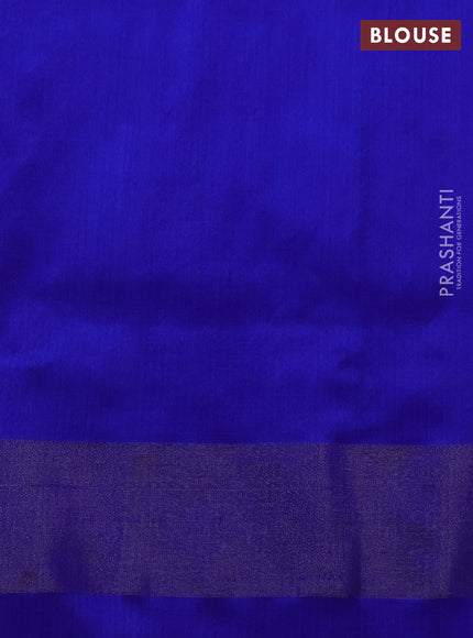 Pochampally silk saree off white and blue with allover ikat weaves and ikat zari woven border