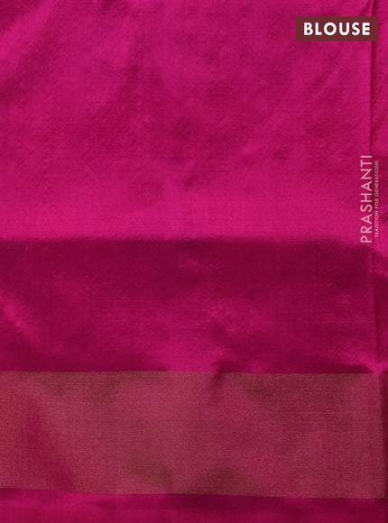Pochampally silk saree dual shade of greenish and pink with allover ikat weaves and ikat zari woven border